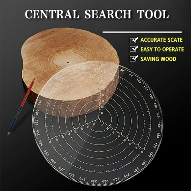 Xwq Round Center Finder Compass Transparent High Accuracy Plastic Drawing Circles Woodworking Turning Centering Ruler for Wood, Size: Large