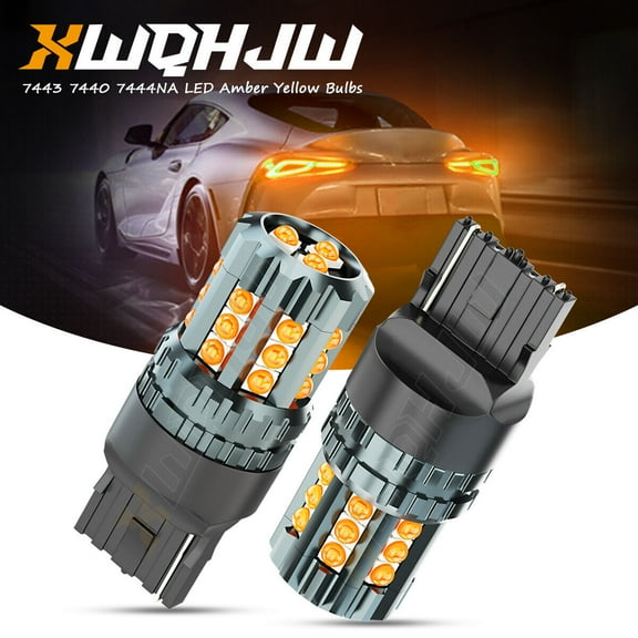 XWQHJW 2Pcs 7440 7443 LED Rear Turn Signal Blinker Light Bulb 3000K Amber Yellow