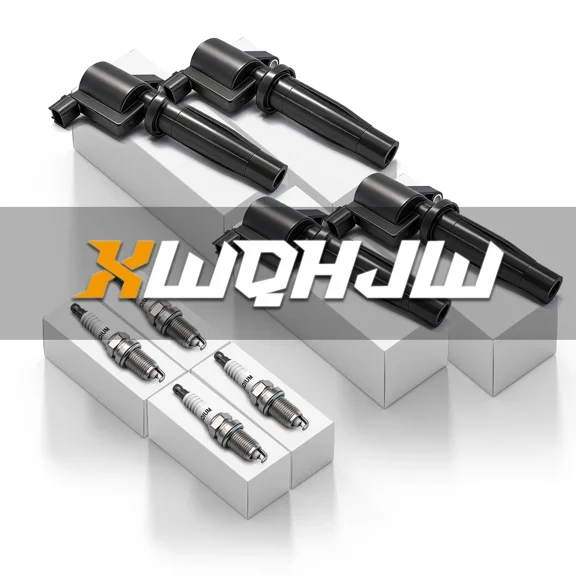 XWQHJW 4 Ignition Coil & Iridium Spark Plug Set for 2005-2008 Mazda Tribute 2.3L l4