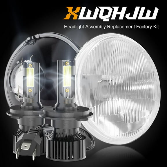 XWQHJW 7INCH Round LED Headlights Halo Angle Eyes Fits Jeep Wrangler JK LJ TJ CJ