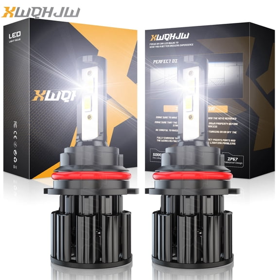 XWQHJW 9007 LED Headlight Bulbs, 55W 12000LM, 500% Brighter, 6000K White, HB5 9007 LED Headlight Hi/Lo Conversion Kit, Pack of 2
