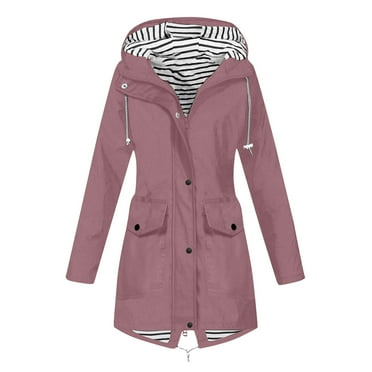 XWSHYW Fall Jackets for Women Waterproof Long Hooded Trench Coats Outdoor Warm Jacket with Pockets Winter Savings Clearance