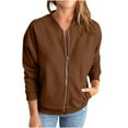 thumbnail image 1 of XWSHYW Jackets for Women Fashion Solid Color Long Sleeve Coat Leisure Loose Fit Zip-Up Outerwear Jackets Fall Savings Clearance, 1 of 6