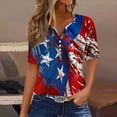thumbnail image 1 of XWSHYW July 4th Shirts for Women Loose Fit V Neck USA Flag Patriotic T Shirt Fashion American Stars Stripes Short Sleeve Tee Gift for Best Friend Wife Sister Mother, 1 of 5
