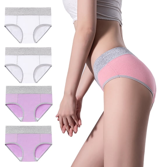 XWSHYW Ladies Underwear 4PC Womens Cotton Underwear Plus Size Seamless Underwear High Waisted No Show Panties Hip Lifting Underpants Sexy Ladies Underwear Briefs Pack