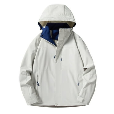 XWSHYW Mens Coats Mens Solid Color Pocket Detachable Hooded Sports Water Proofjing Long Sleeved Jacket Deals of The Week