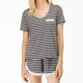 thumbnail image 1 of XWSHYW Nightshirts for Women Plus Size Fashion 2 Piece Striped Pattern Short Sleeve Nightgowns with Shorts Leisure Crew Neck Loose Fit Pajama Set Gift for Women, 1 of 6