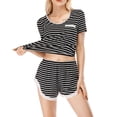 thumbnail image 1 of XWSHYW Nightshirts for Women Plus Size Fashion 2 Piece Striped Pattern Short Sleeve Nightgowns with Shorts Leisure Crew Neck Loose Fit Pajama Set Gift for Women, 1 of 7