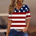 thumbnail image 1 of XWSHYW Women's Patriotic Short Sleeve V-Neck T-Shirt with American Flag Stars and Stripes Design, 1 of 5
