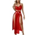 thumbnail image 1 of XWSHYW Sexy Lingerie Sexy Solid Color Mesh Babydoll Chemise Slim Fit Spaghetti Straps Sleeveless Bra and Panty Set Sexy Lingerie, 1 of 2