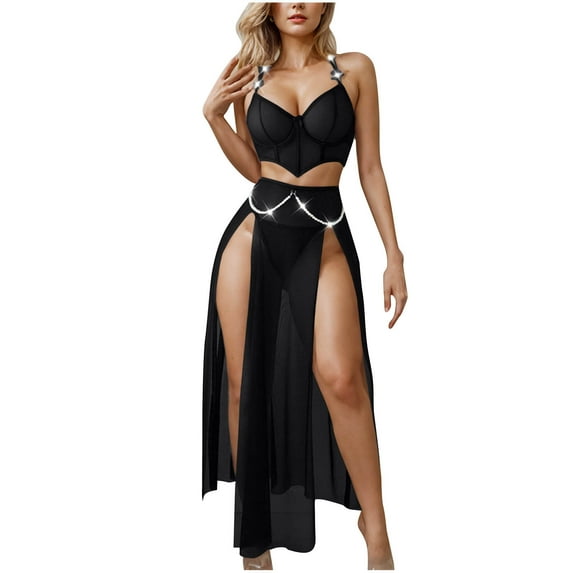 XWSHYW Sexy Lingerie for Women Naughty for Sex Plus Size Solid Color Mesh Babydoll Chemise Sexy Spaghetti Straps Sleeveless Sleepwear Lingerie for Women Set