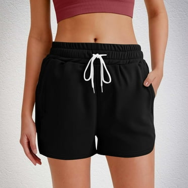 XWSHYW Summer Savings Clearance Women's Shorts Summer Solid Color Drawstring Shorts with Pockets Casual Loose Fit Comfort Waist Summer Shorts Flash Sales for Today
