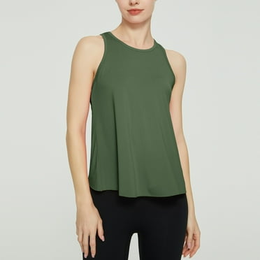 XWSHYW Summer Tanks for Women 2025 Summer Solid Color Crew Neck Workout Tank Tops Leisure Slim Fit Sleeveless Standard Straps Summer Tops Todays Clearance Deal