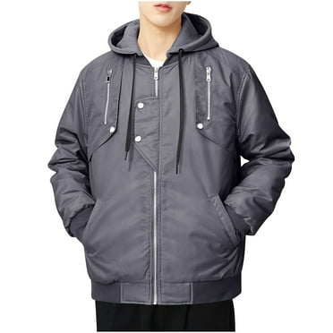 XWSHYW Winter Jackets for Men Fashion Mens Solid Temperament Long Sleeve Hooded Casual Outwear Jackets Deals of The Week
