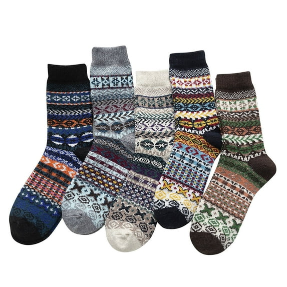 XWSHYW Winter Socks for Women Thermal Socks 5 Pack Womens Socks Vintage Winter Soft Warm Cold Knit Wool Socks