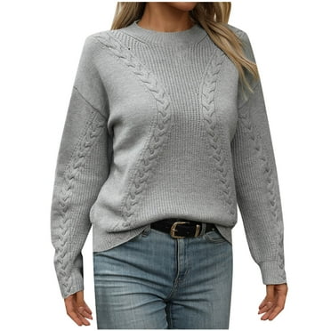 XWSHYW Women Sweaters Clearance Under $10.00 Fashion Loose Fit Sleeveless Long Sleeve Pullover Sweaters Plus Size Crew Neck Solid Color Sweaters Winter Savings Clearance