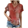 thumbnail image 1 of XWSHYW Women's Shirt , Dressy Casual Sexy Trendy V Neck Short Sleeve T-Shirts Summer Tunic Tops, Sizes S-2XL, 1 of 4