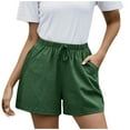 thumbnail image 1 of XWSHYW Women's Summer Shorts Casual Cotton Linen Shorts Elastic Waist Loose Wide Leg Pants High Waist Straight Pants, Sizes S-3XL, 1 of 7