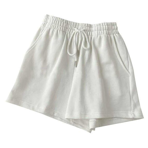 XWSHYW Women's Summer Shorts Elastic Waist Loose Sports Shorts Solid Color Casual Shorts, Sizes S-3XL