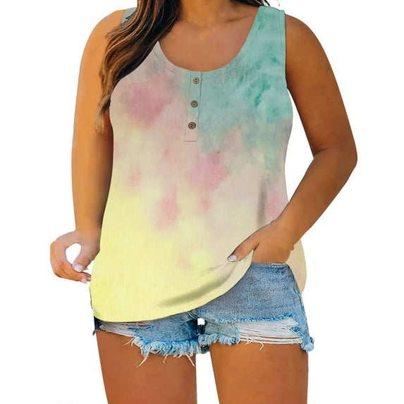 XWSHYW Women's Tops Plus Size Tank Tops Summer Sleeveless T Shirts Casual Tops Going out Top Tennessee Whisky Shirt Button Down Tunic Tee XL-5XL