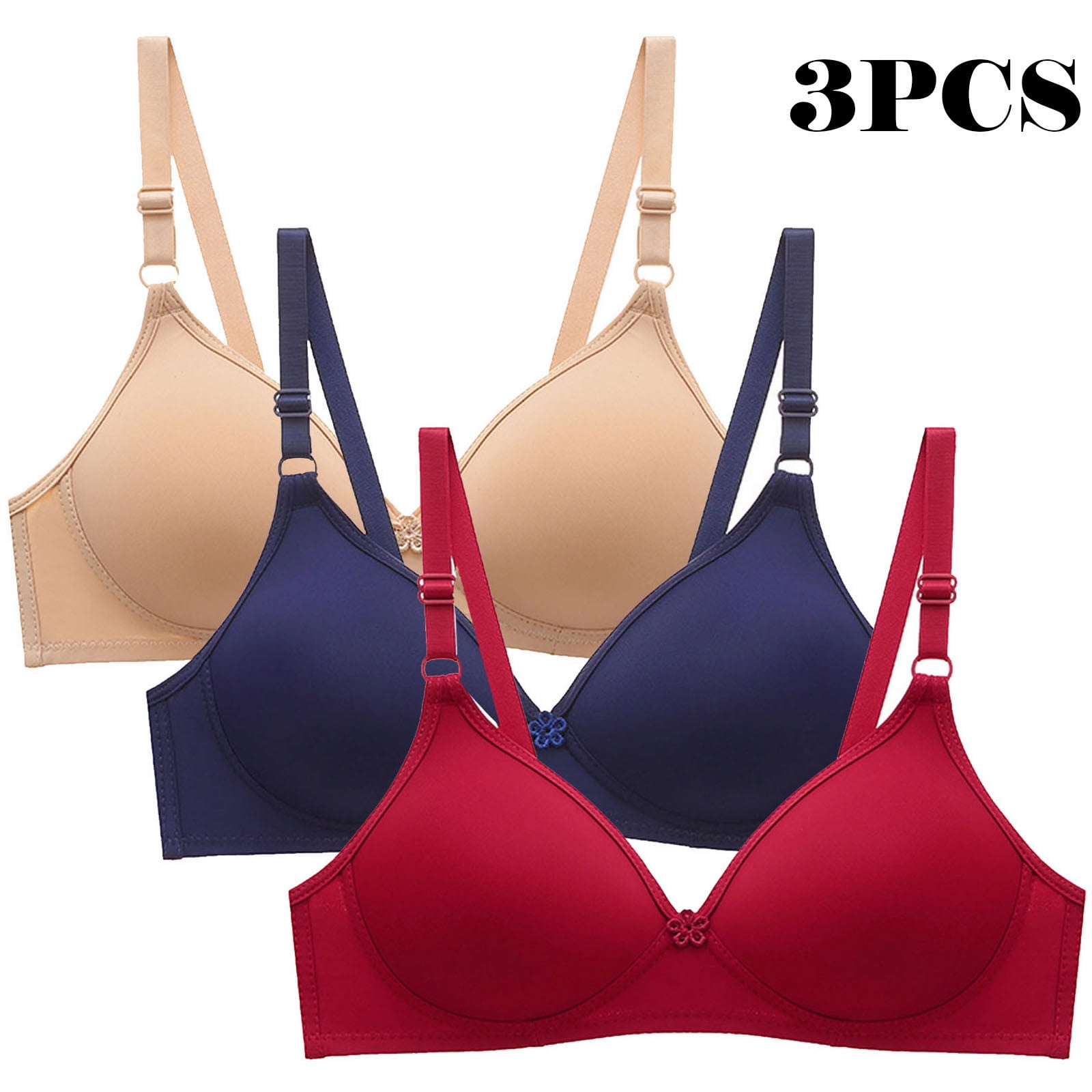 Solid Color Bra XWSHYW Womens Bras 3 Pack Slim Fit Solid Color Comfort Spaghetti Straps ...