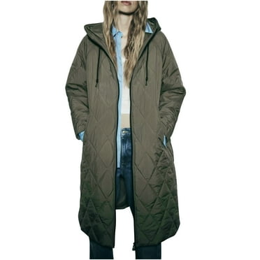 XWSHYW Womens Jacket Winter Long Sleeve Zip-Up Outerwear Jackets Leisure Solid Color Loose Fit Long Outerwear Coats Flash Sales for Today