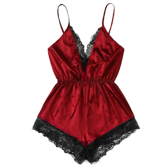 XWSHYW Womens Pajamas Leisure V Neck Temptation Nightwear Sexy Solid Color Cami Sleepwear