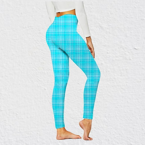 XWSHYW Yoga Pants for Women Fashion Plaid Pattern Slim Fit Joggers Leisure Elastic Waist Slim Leg Long Pants