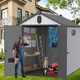 thumbnail image 1 of XWT012-1 6*8ft resin plastic storage shed for backyard garden big spire Tool storage, 1 of 16