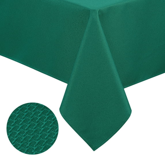 XWZO Emerald Green Textured Rectangular Tablecloth for Kitchen, Dining-Waterproof Wrinkle-Abrasion Resistant Christmas Tablecloth for Canteen, Outdoor Picnic, 52 x 70