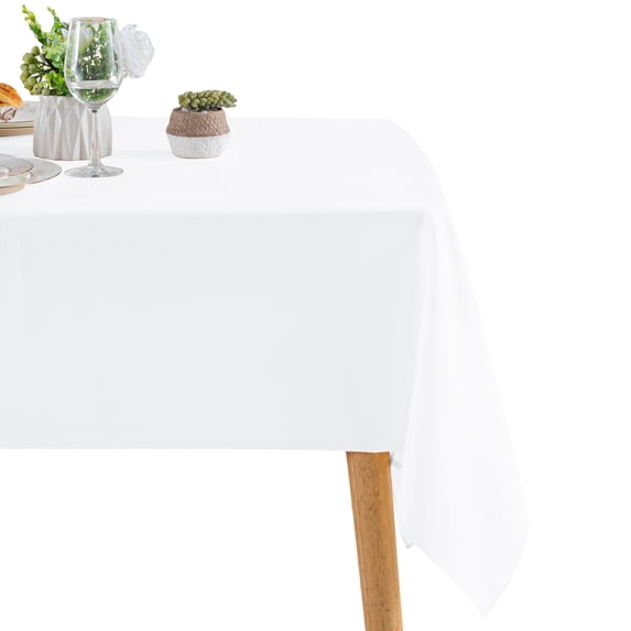 XWZO Textured Farmhouse White Tablecloth, 52"x70", Waterproof Wrinkle Resistant Polyester Table Cover for Dining Kitchen Decor