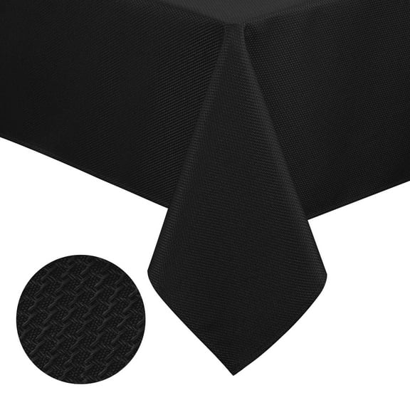 XWZO 60X60 inch Textured Square Tablecloth for Kitchen, Dining-Waterproof Wrinkle-Abrasion Resistant Table Cloth for Canteen, Outdoor Picnic, Black