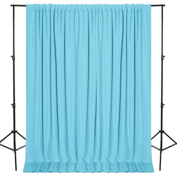 XWZO Baby Blue Backdrop Curtains for Parties, Photography Backdrop Drapes with Rod Pockets for Wedding Decorations Stage Birthday Family Gatherings, 2 Panels 5ft x 8ft