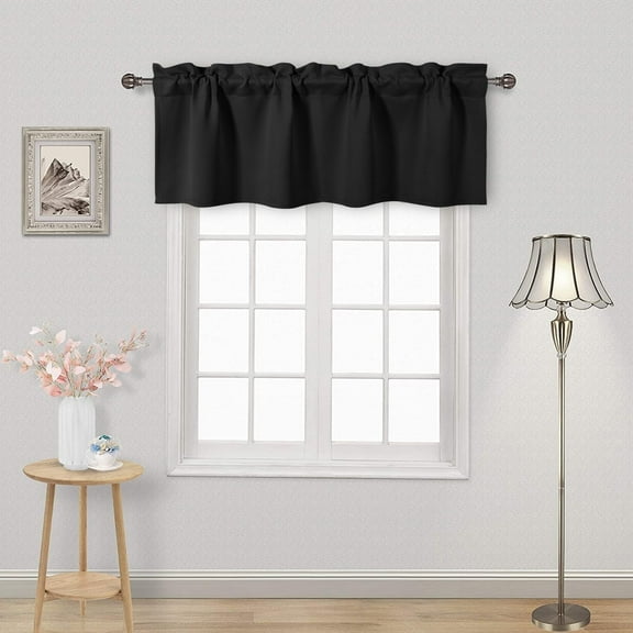XWZO Semi Sheer Privacy Valance Curtain, Short Rod Pocket Window Topper, 18 Inch, 1 Piece, Black