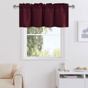XWZO Farmhouse Burgundy Valance Curtain for Kitchen, Room Darkening Rod Pocket Short Curtains for Bathroom, Window Toppers Cafe Curtain 1 Panel, W42 x L12, Burg