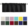 thumbnail image 1 of XWZO Farmhouse Solid Valance Curtain for Kitchen, Room Darkening Rod Pocket Short Curtains for Bathroom, Window Toppers Cafe Curtain 1 Panel, W60 x L18, Black, 1 of 11