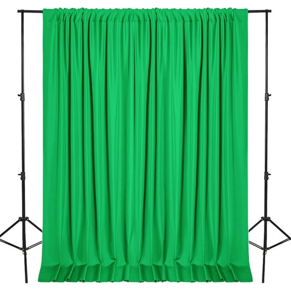 XWZO Backdrop Curtains for Photography, Extra Wide Rod Pocket Room Darkening Curtain Set of 2, Blackout Party Curtains for Wedding Decorations Stage Birthday Family Gatherings, Green, 5ft x 10ft