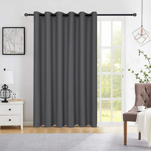XWZO Sliding Door Curtains 100"W x 84"L, Grommet Privacy Room Divider for Bedroom Living Room, Extra Wide Thermal Blackout Curtains for Patio Sliding Glass Door, 1 Panel, Dark Grey