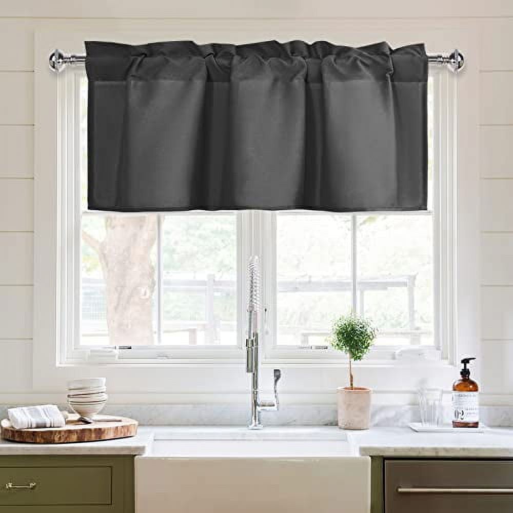 Aiking Home Window Valances 2Panels Picnic Checkered Pattern Kitchen Valances with 2.5inch