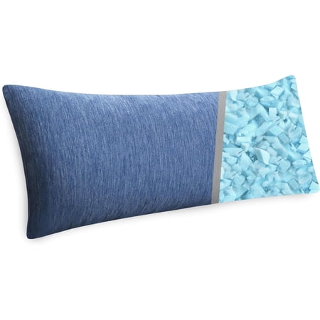 XWZO Long Bed Pillow 1 Piece, Soft & Fluffy Cooling Body Pillow for Side Sleepers, Breathable Shredded Memory Foam Pillow for Summer, 20 x 54 Inches, Blue
