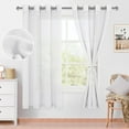 thumbnail image 1 of XWZO Modern Linen Sheer Grommet Curtains for Bedroom, Off-White Solid Light Filtering Semi Sheer Curtains 2 Panels, W52 x L72, Greyish White, 1 of 6