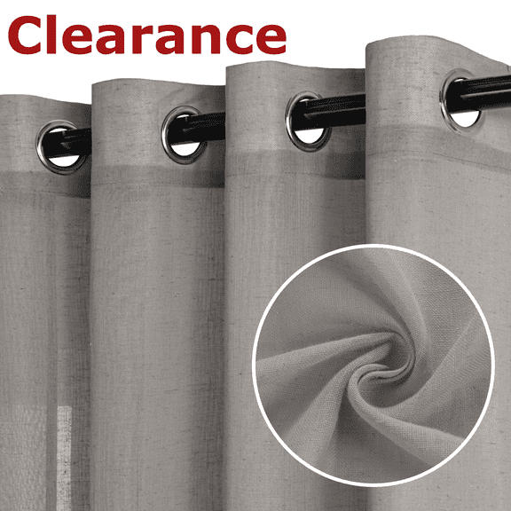 XWZO 52x72 Modern Linen Sheer Grommet Curtains for Bedroom, Solid Light Filtering Semi Sheer Curtains 2 Panels, Taupe