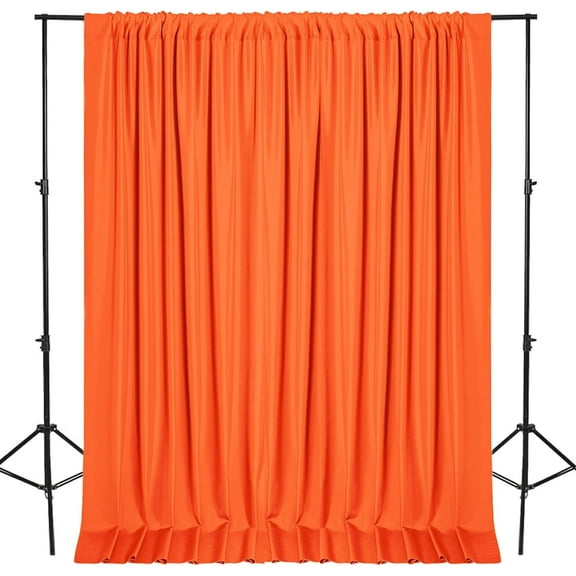 XWZO Backdrop Curtains for Photography, Extra Wide Rod Pocket Room Darkening Curtain Set of 2, Blackout Party Curtains for Wedding Decorations Stage Birthday Family Gatherings, Orange, 5ft x 10ft