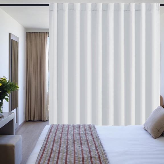 XWZO 100x96 Patio Sliding Door Curtains 1 Panel, Extra Wide Curtains for Living Room, Blackout White Curtain Panel for Privacy Protection, Greyish White