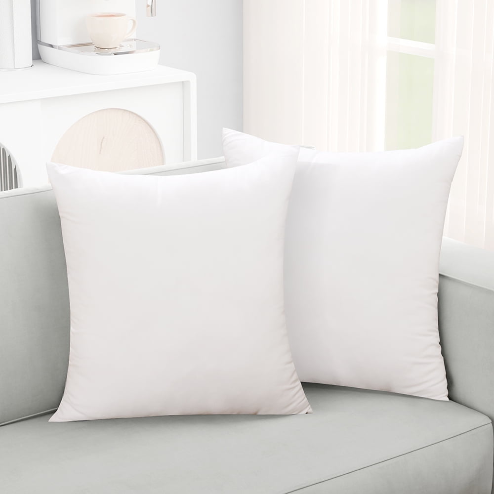 XWZO White Throw Pillow Inserts for Sofa, 18x18 Square Decorative Indoor Fluffy Pillow Stuffer, Plump Couch Cushion Pillow Stuffing 2 Pieces