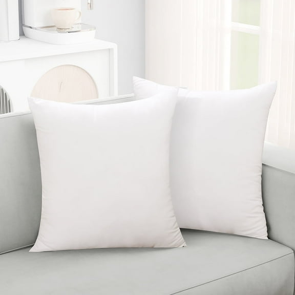 XWZO White Throw Pillow Inserts for Sofa, 18x18 Square Decorative Indoor Fluffy Pillow Stuffer, Plump Couch Cushion Pillow Stuffing 2 Pieces