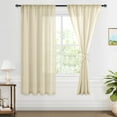 thumbnail image 1 of XWZO Semi Sheer Linen Curtains,Privacy Enhancing & Light Filtering Rod Pocket Drapes for Living Room with Tiebacks(Beige,W52 x L63 Inch,2 Panels), 1 of 12