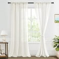 thumbnail image 1 of XWZO Semi Sheer Linen Curtains,Privacy Enhancing & Light Filtering Rod Pocket Drapes for Living Room with Tiebacks(Ivory,W52 x L108 Inch,2 Panels), 1 of 12