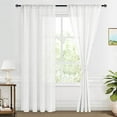 thumbnail image 1 of XWZO Semi Sheer Linen Curtains,Privacy Enhancing & Light Filtering Rod Pocket Drapes for Living Room with Tiebacks(Off White,W52 x L96 Inch,2 Panels), 1 of 12