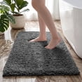 thumbnail image 1 of XWZO Shaggy Bathroom Rug for Lavatory Floor 1 Piece, Machine Washable High Pile Absorbent Non Slip Small Floor Mat with Rubber Backing, Dark Grey, 16x24 Inch, 1 of 7